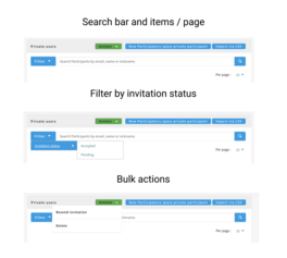 Search capabilities and bulk action for private users