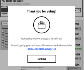 Allow configuring an &quot;after vote popup&quot; for the budgets component